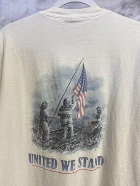 Vintage United We Stand Beale California Fire Dept T Shirt Mens XL White Y2K